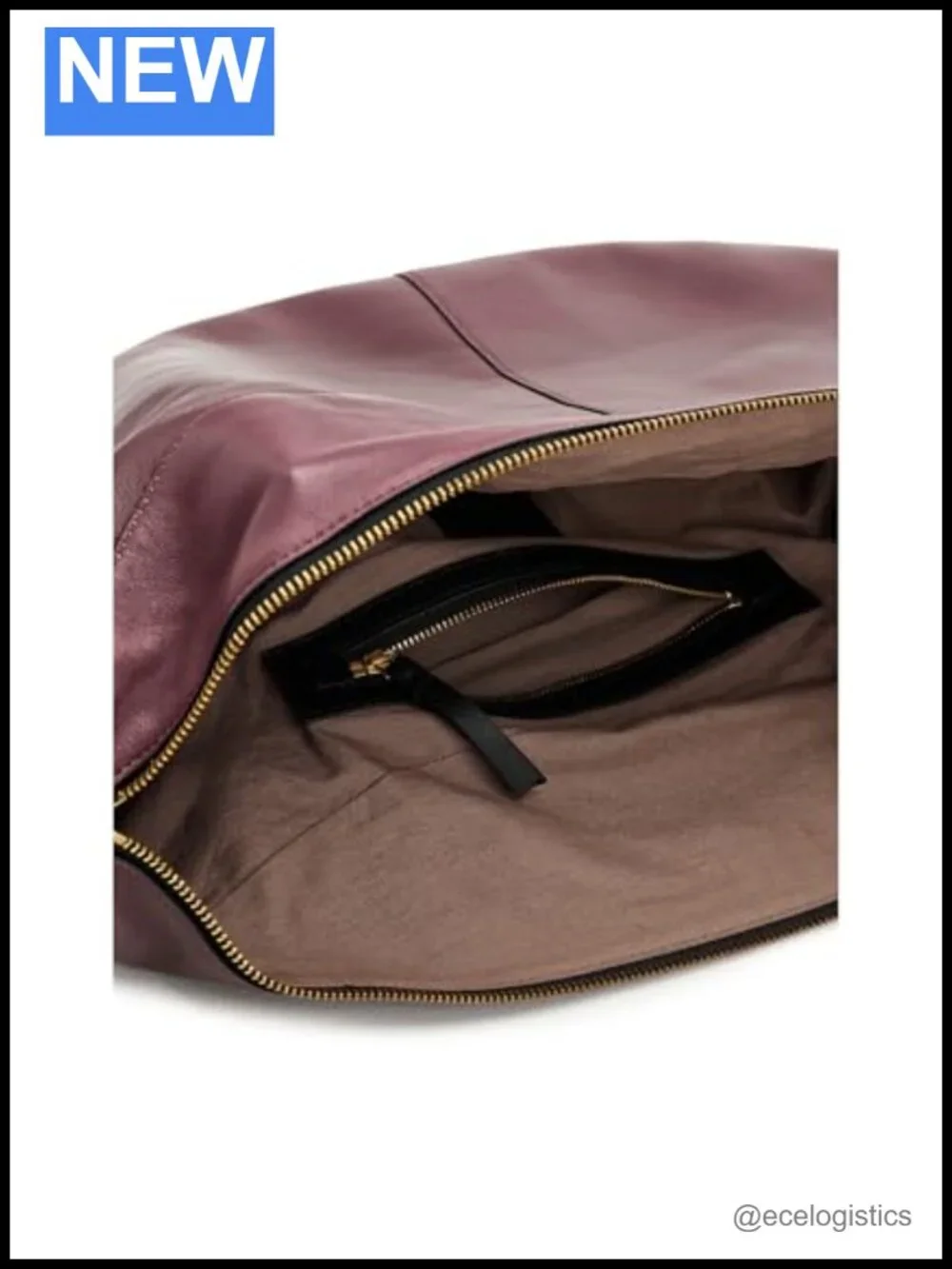 Leather Lamb Hobo Shoulder Bag with Zipper Closure, Lightweight